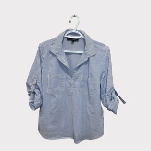 Harvé Benard Boyfriend Style Half Button Down | M |